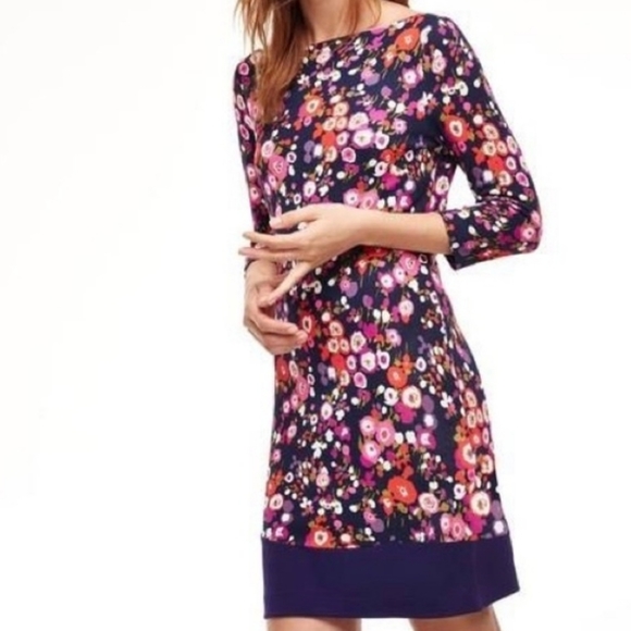 Boden Dresses & Skirts - Boden Olivia Day Knit Dress Red Floral 3/4 Sleeve Boatneck Knee Length Size 8